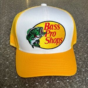 Bass Pro Shops Yellow and White Trucker Hat